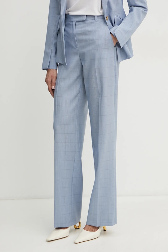 Vlněné kalhoty BOSS high modrá 50534529