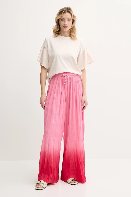 Pinko spodnie bawełniane 104756.A2G4 różowy SS25