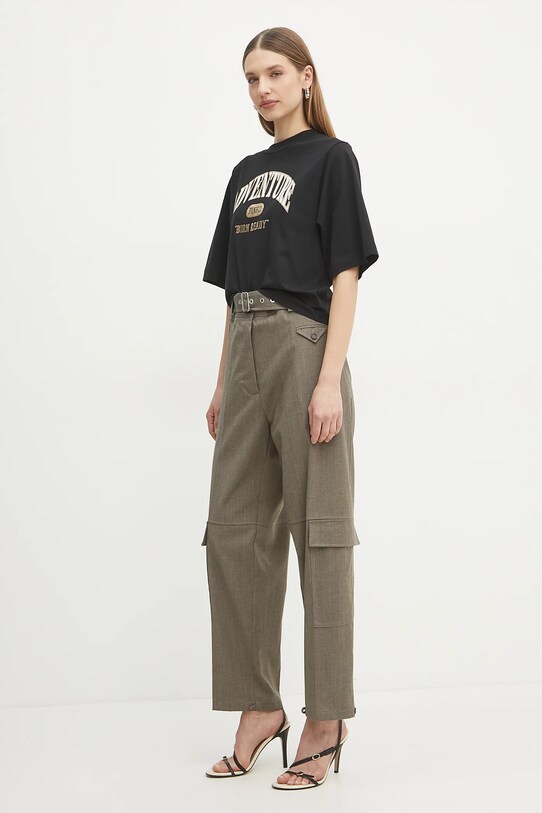 Vlněné kalhoty Pinko 104701.A2BQ hnědá SS25