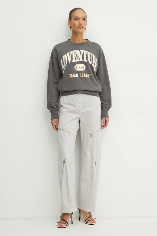 Pinko pantaloni de bumbac 104981.A2EC gri SS25