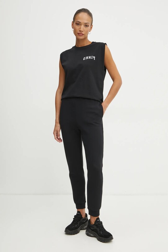 Pinko pantaloni della tuta di cotone 100371.A2BZ nero SS25