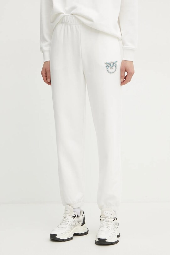 Pinko pantaloni della tuta di cotone maglia bianco 104790.A2G8