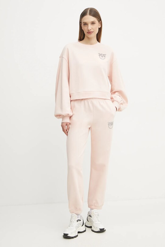 Pinko spodnie dresowe bawełniane 104790.A2G8 beżowy SS25