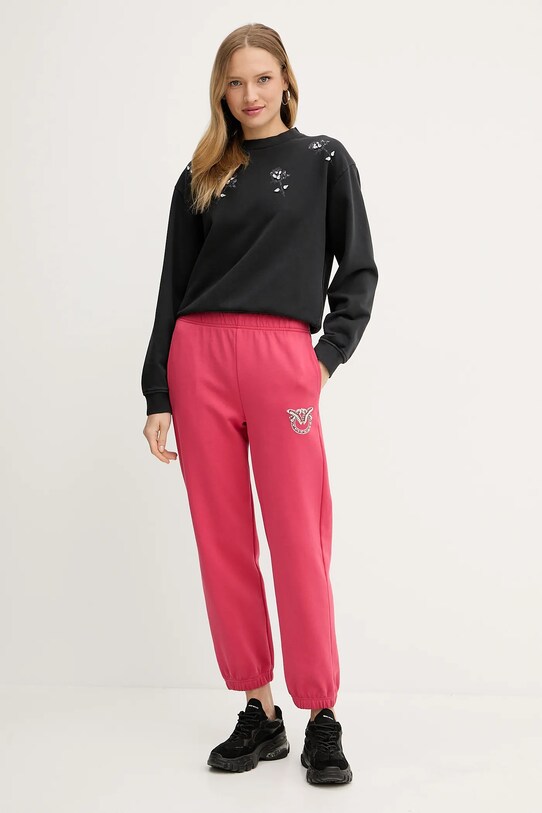 Pinko spodnie dresowe bawełniane 104790.A2G8 różowy SS25
