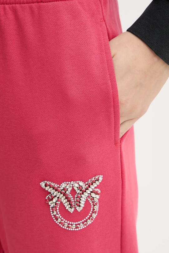 Pinko spodnie dresowe bawełniane różowy 104790.A2G8