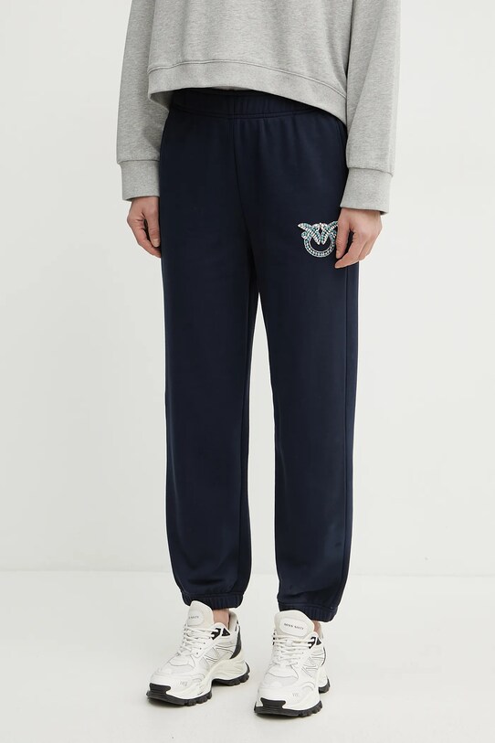 Pinko pantaloni della tuta di cotone maglia blu navy 104790.A2G8