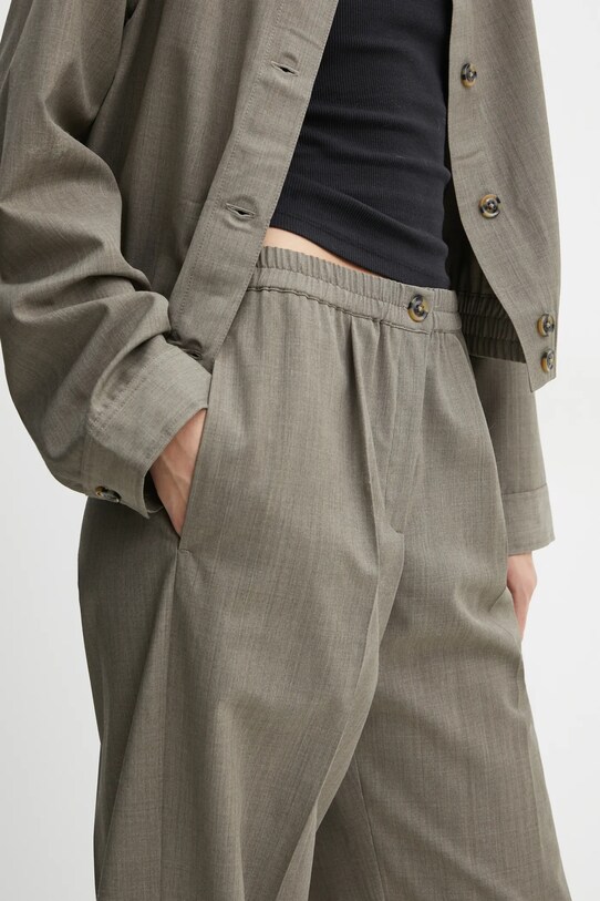 Samsoe Samsoe pantaloni din lână SATOVE gri F24400134