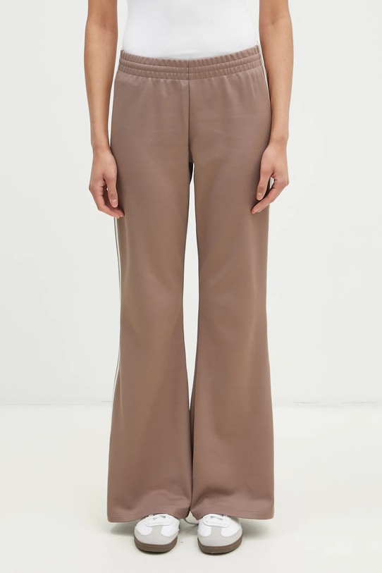 adidas Originals pantaloni de trening 3- Stripes Flared tricotaj maro JC5784