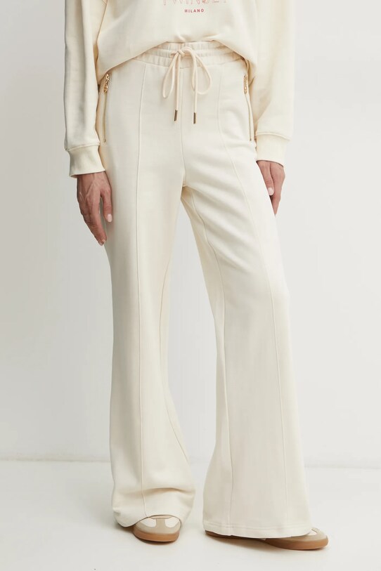 Twinset spodnie dresowe bawełna beżowy 251TP2482