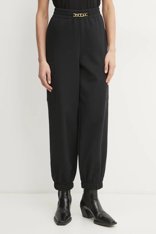 Twinset pantaloni de trening din bumbac bumbac negru 251TE2071