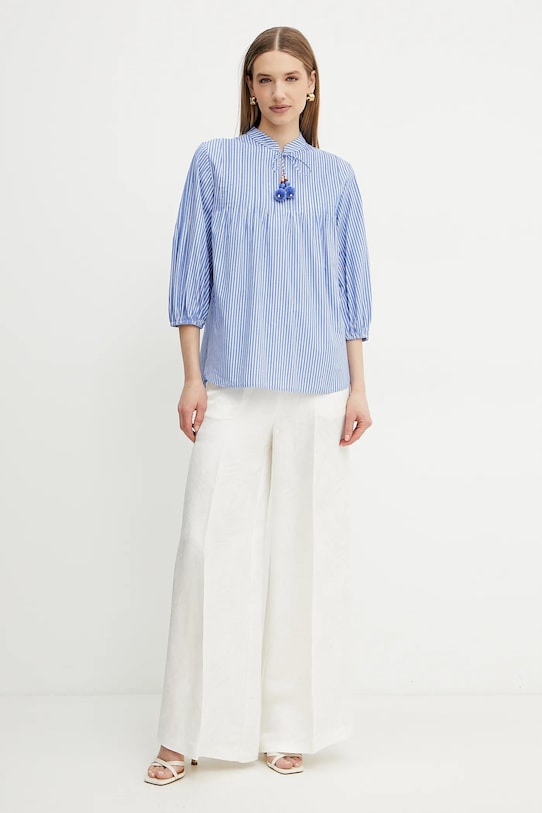 Twinset spodnie z domieszką lnu 251TT2172 beżowy SS25