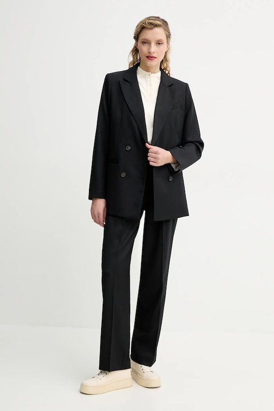 Vlněné kalhoty A.P.C. pantalon joseon WOAPO.F08475 černá SS25