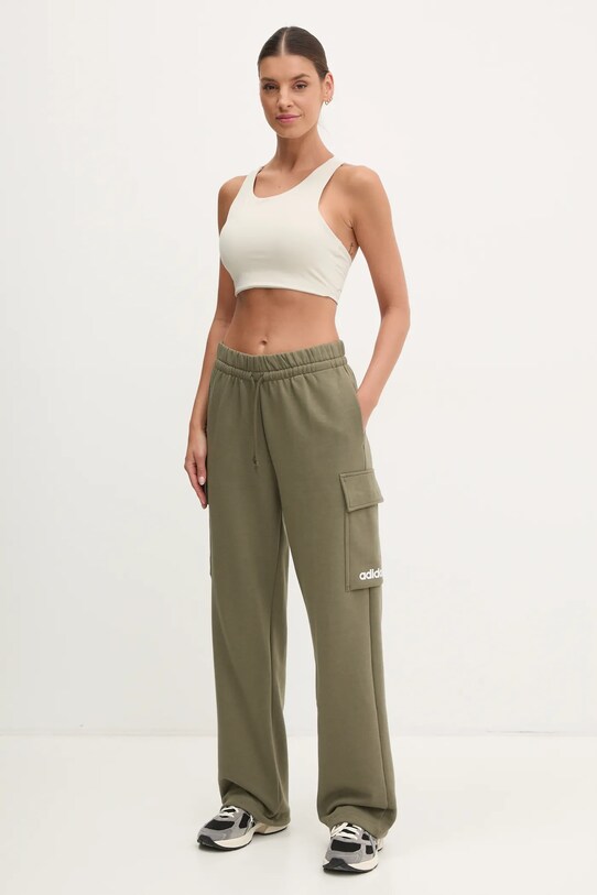 adidas pantaloni de trening Essentials Linear JE0033 verde SS25