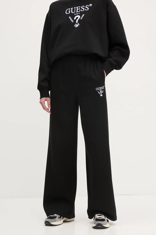 Guess pantaloni de trening ROBERTA tricotaj negru V5RB12.KC3D2