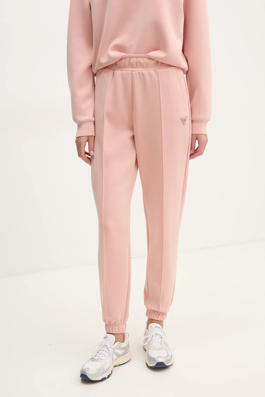 Спортивні штани Guess OLYMPE з еластаном рожевий V5RB11.KCAY2