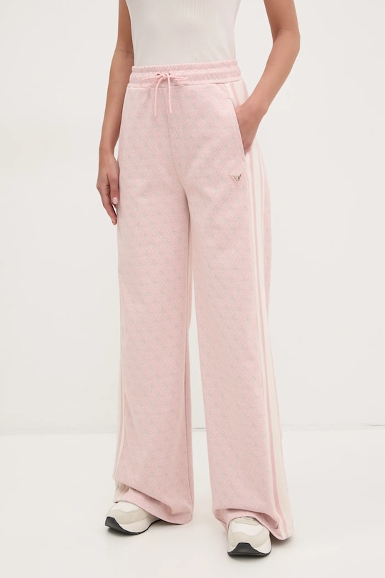 Guess spodnie dresowe JEAN dzianina różowy V5RB03.KCO90