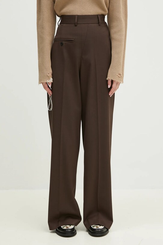 MM6 Maison Margiela pantaloni din lana drept maro S52KA0516
