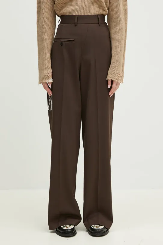 MM6 Maison Margiela pantaloni in misto lana dritto marrone S52KA0516