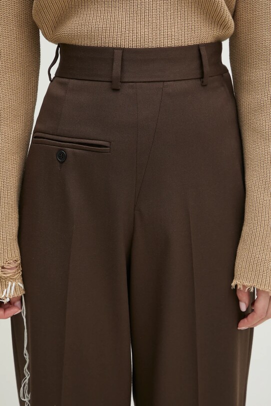 MM6 Maison Margiela pantaloni din lana maro S52KA0516