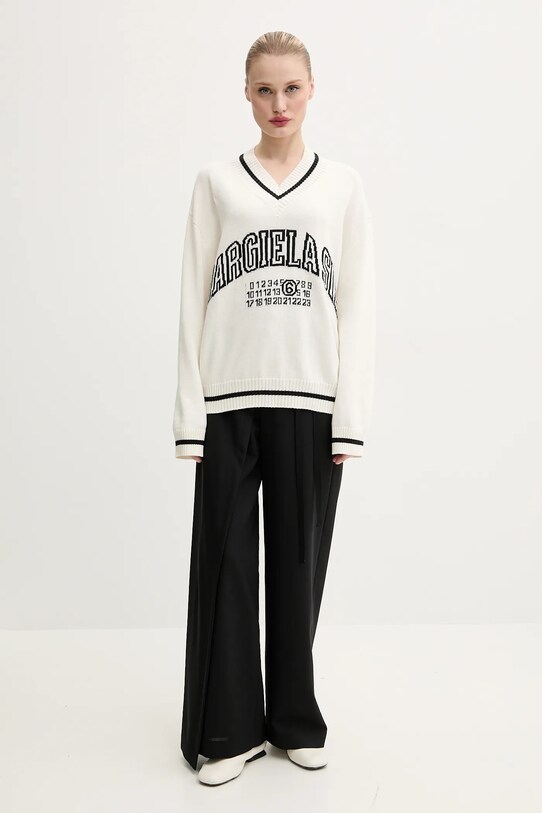 MM6 Maison Margiela pantaloni de lana S52KA0518 negru SS25