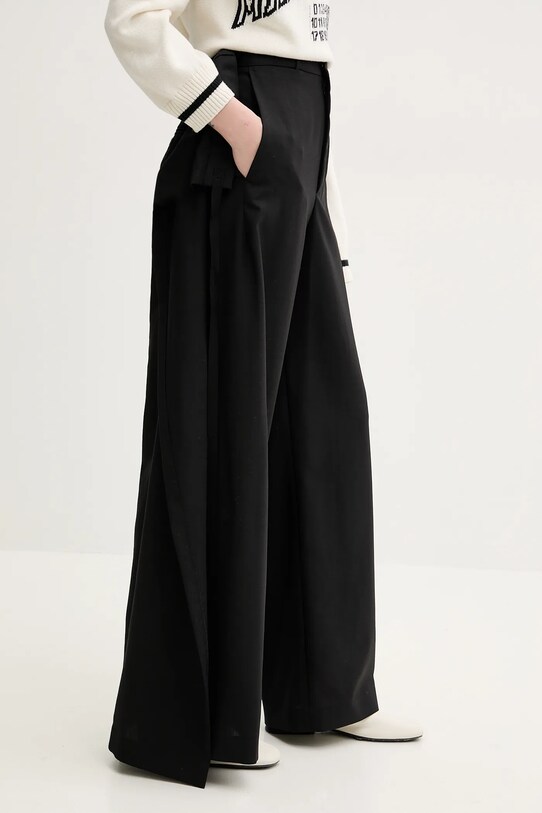 MM6 Maison Margiela pantaloni de lana negru S52KA0518