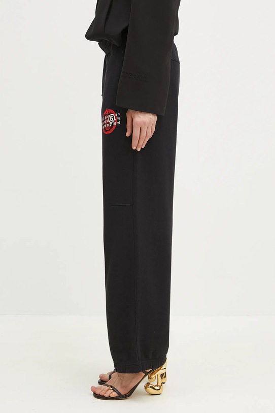 Βαμβακερό παντελόνι MM6 Maison Margiela S62KB0227 μαύρο SS25
