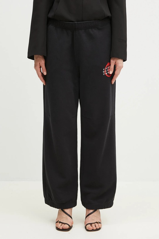 Ρούχα Βαμβακερό παντελόνι MM6 Maison Margiela S62KB0227 μαύρο