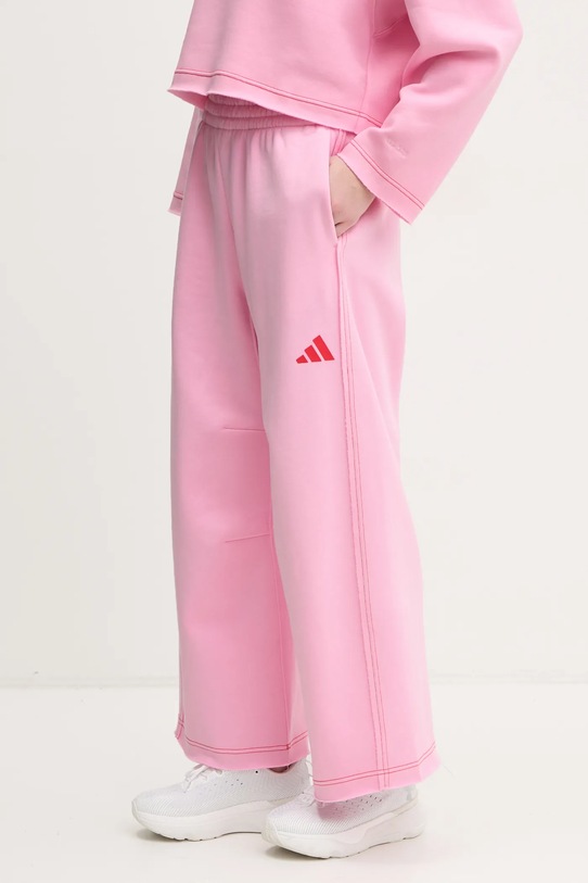 adidas pantaloni de trening ALL SZN Graphic tricotaj roz JJ4533