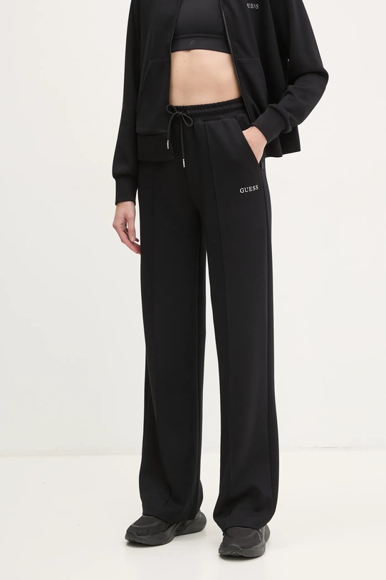 Παντελόνι φόρμας Guess GELSEY με ελαστάν μαύρο V5RB19.KCOB2