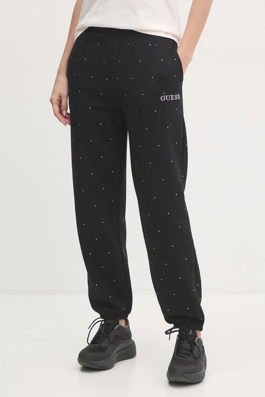 Спортивні штани Guess RHINESTONES трикотаж чорний V5RB08.KCLJ0