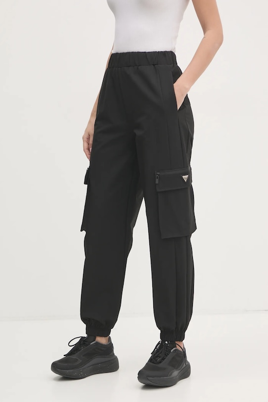 Guess pantaloni de trening CHRIS panza negru V5RB10.WGUK0