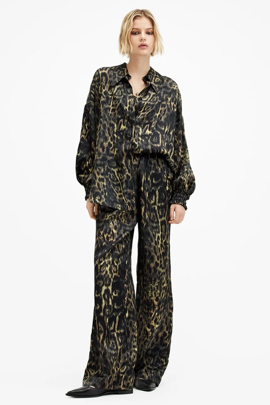 Vlnené nohavice AllSaints CHARLI látka viacfarebná W023TB