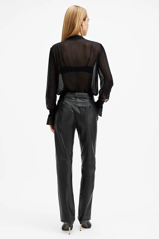 AllSaints pantaloni de piele SAIGE W037TB negru