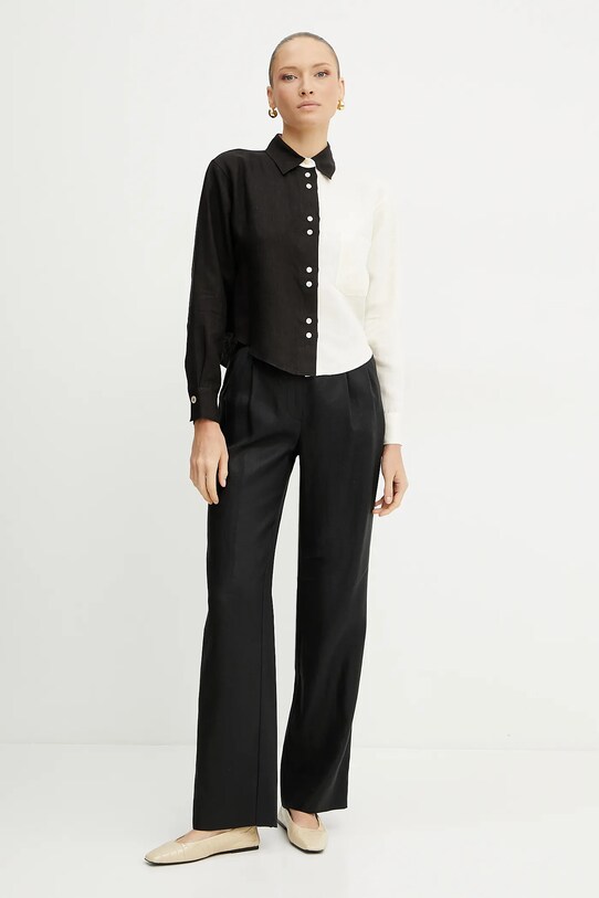 Luisa Spagnoli spodnie lniane 542054 czarny SS25