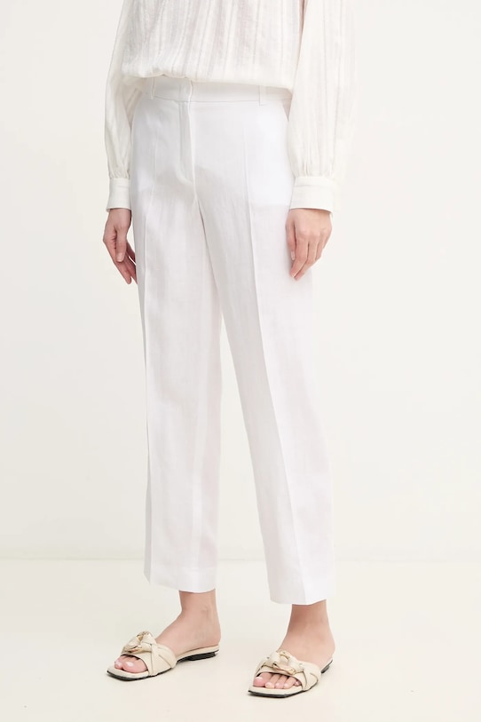 Luisa Spagnoli spodnie lniane tkanina biały 542090