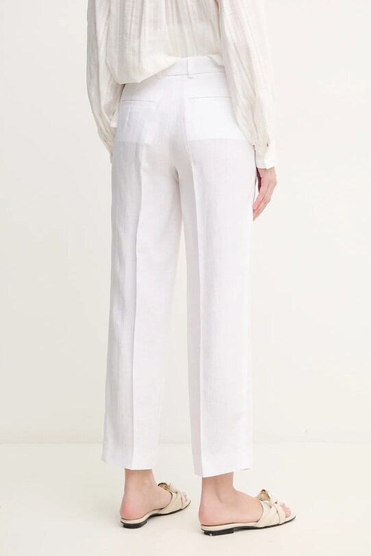 Odzież Luisa Spagnoli spodnie lniane 542090 biały