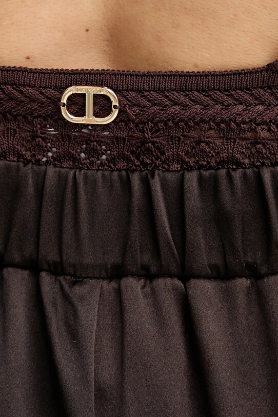 Luisa Spagnoli pantaloni de mătase maro 542106