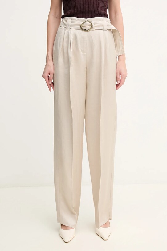 Marella pantaloni din amestec de in FATTO chinos bej 2513131124