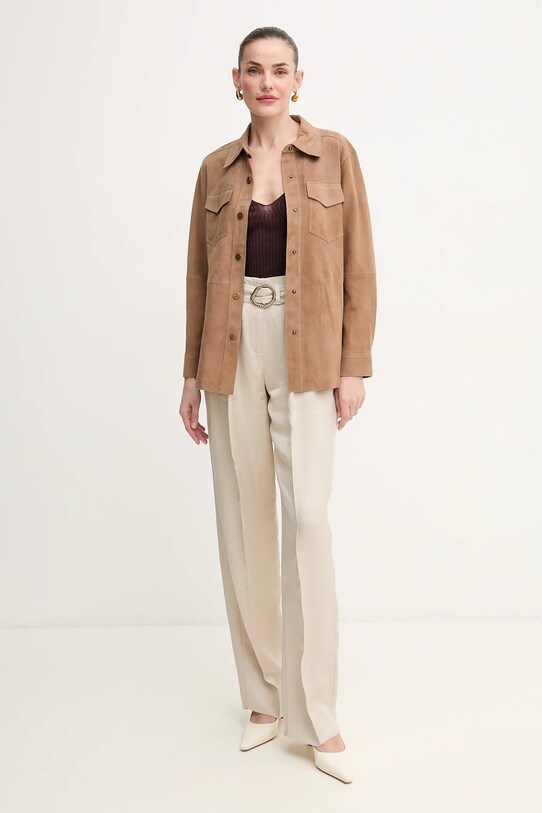 Marella pantaloni din amestec de in FATTO 2513131124 bej SS25