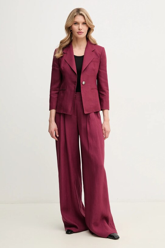 Marella spodnie lniane ZAMA 2513131132 bordowy SS25