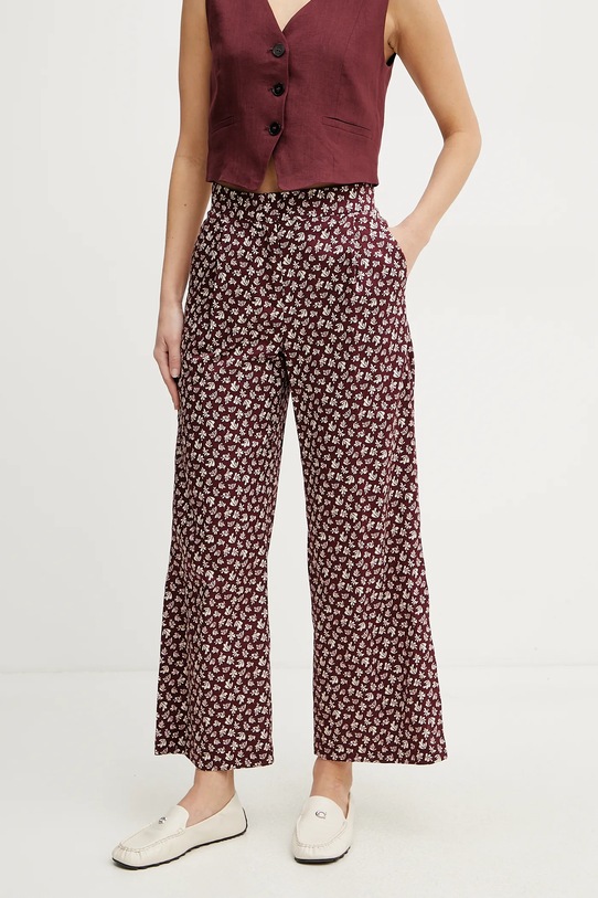 Marella pantaloni de bumbac CRICKET drept burgundia 2513131202