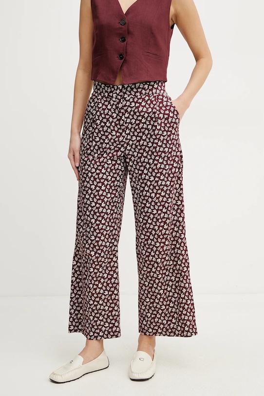 Marella pantaloni de bumbac CRICKET drept burgundia 2513131202