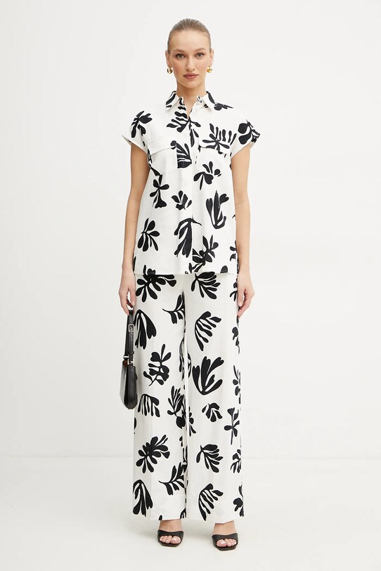 Marella pantaloni din in ANTIOPE 2513131222 alb SS25