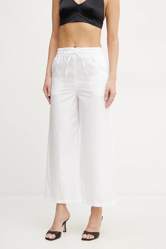 Marella pantaloni de bumbac Emme by Marella drept alb 2515131082