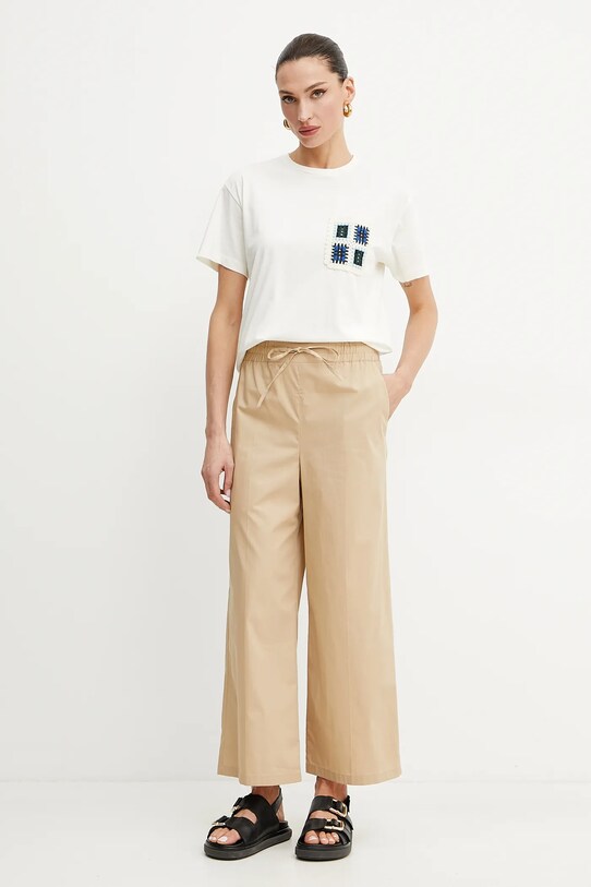 Marella pantaloni de bumbac Emme by Marella 2515131082 bej SS25