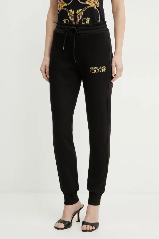 Хлопковые спортивные штаны Versace Jeans Couture хлопок чёрный 78HAAT06.CF01T