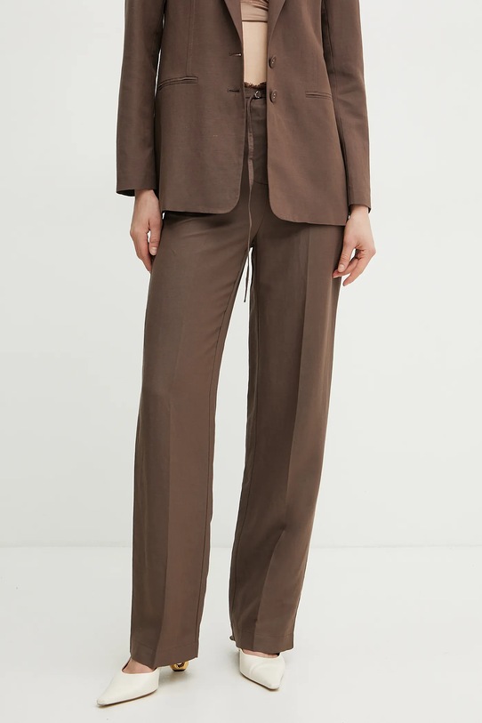 Patrizia Pepe pantaloni din amestec de in drept maro 2P1659.A052