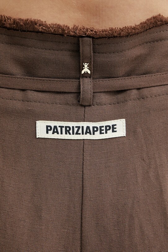 Kalhoty s příměsí lnu Patrizia Pepe hnědá 2P1659.A052