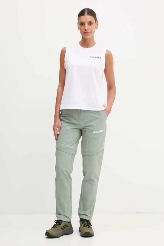 Športové nohavice adidas TERREX Multi Zip Off JG3714 zelená SS25