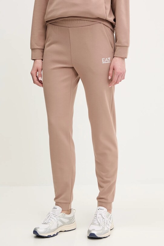 Tepláky EA7 Emporio Armani pletenina hnedá AF10443.7W000075